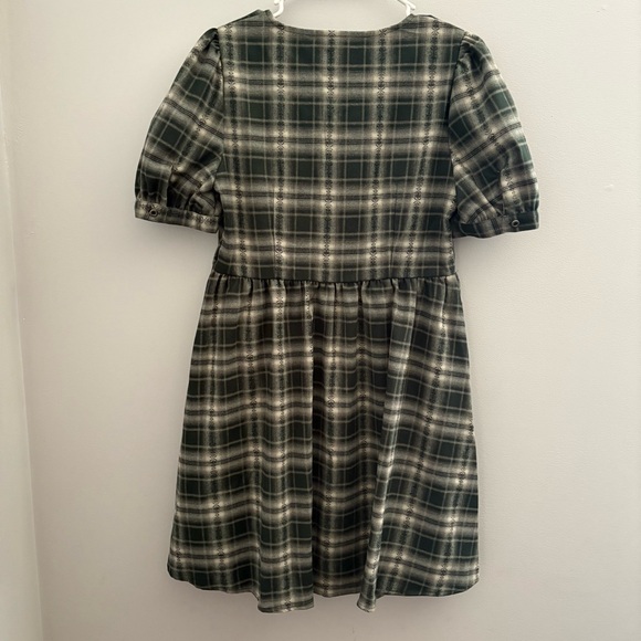 Tulisa Check Button-Up Mini Dress Sz 4 – Puff Sleeves, Alt Shirt Dress - Picture 6 of 7